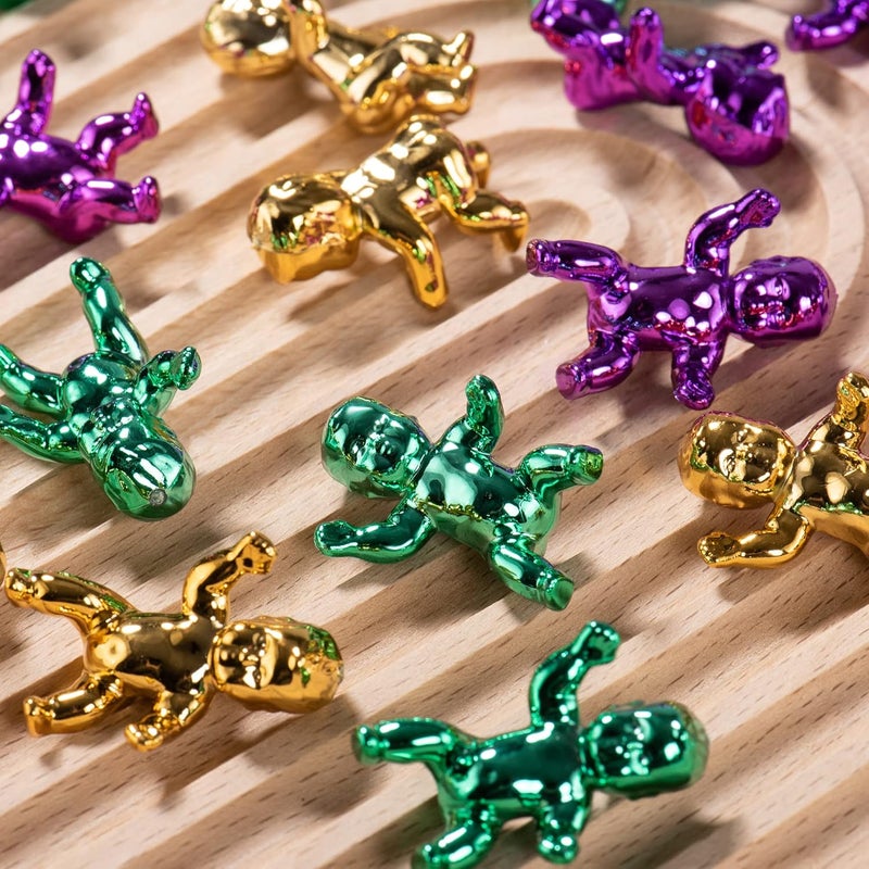 ZZYFGH Mardi Gras Bead Necklace 12 Pcs and Mini King Cake Babies 6 Pcs Metallic Gold Purple Green Party Costume Accessory - Image 5